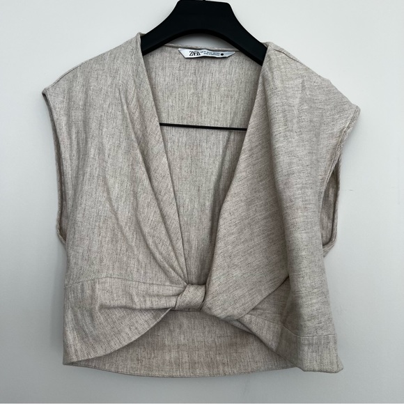 ZARA 2-Piece Beige Linen Coord Matching Outfit Set - Picture 12 of 16